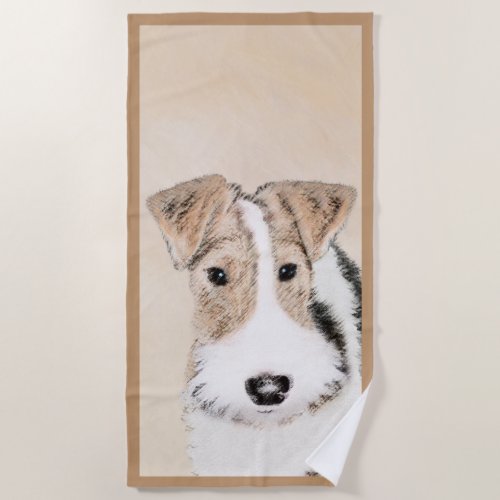 Wire Fox Terrier Painting _ Cute Original Dog Art Beach Towel