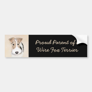 Wire Fox Terrier Painting - Cute Original Dog Art Bumper Sticker