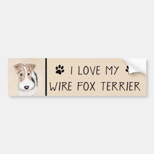 Wire Fox Terrier Painting _ Cute Original Dog Art Bumper Sticker