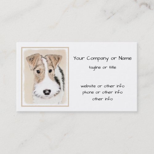 Wire Fox Terrier Painting _ Cute Original Dog Art Business Card