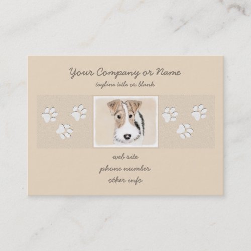 Wire Fox Terrier Painting _ Cute Original Dog Art Business Card