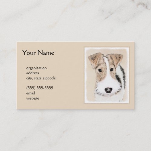 Wire Fox Terrier Painting _ Cute Original Dog Art Business Card