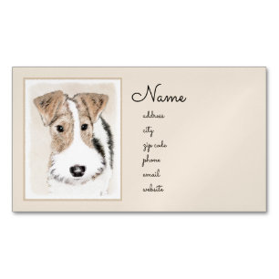Wire Fox Terrier Painting - Cute Original Dog Art Business Card Magnet