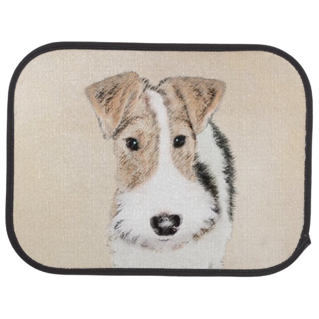 Wire Fox Terrier Painting - Cute Original Dog Art Car Floor Mat (Rear)