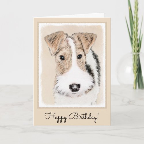 Wire Fox Terrier Painting _ Cute Original Dog Art Card