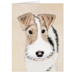 Wire Fox Terrier Painting - Cute Original Dog Art Card