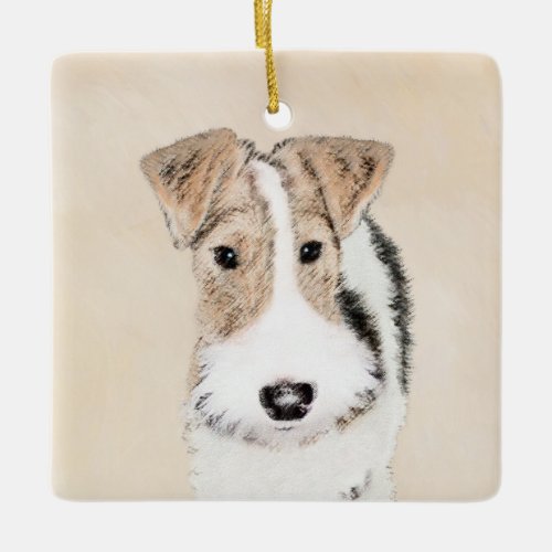 Wire Fox Terrier Painting _ Cute Original Dog Art Ceramic Ornament