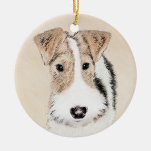 Wire Fox Terrier Painting - Cute Original Dog Art Ceramic Ornament