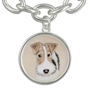 Wire Fox Terrier Painting - Cute Original Dog Art Charm Bracelet