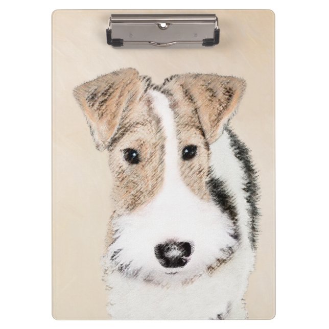 Wire Fox Terrier Painting - Cute Original Dog Art Clipboard (Front)