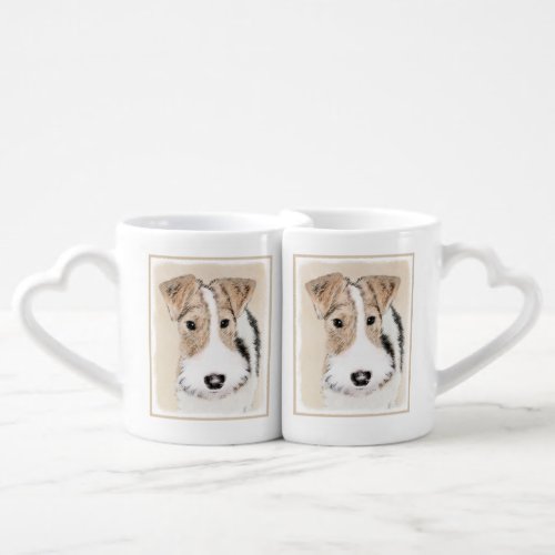 Wire Fox Terrier Painting _ Cute Original Dog Art Coffee Mug Set