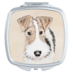 Wire Fox Terrier Painting - Cute Original Dog Art Compact Mirror