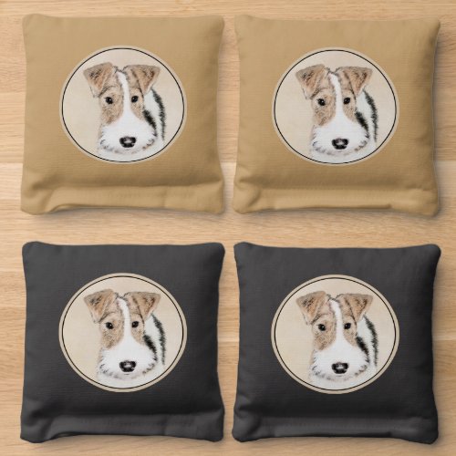 Wire Fox Terrier Painting _ Cute Original Dog Art Cornhole Bags