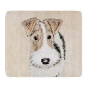 Wire Fox Terrier Painting - Cute Original Dog Art Cutting Board