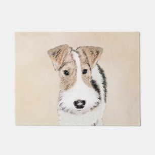 Wire Fox Terrier Painting - Cute Original Dog Art Doormat