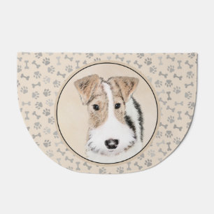 Wire Fox Terrier Painting - Cute Original Dog Art Doormat