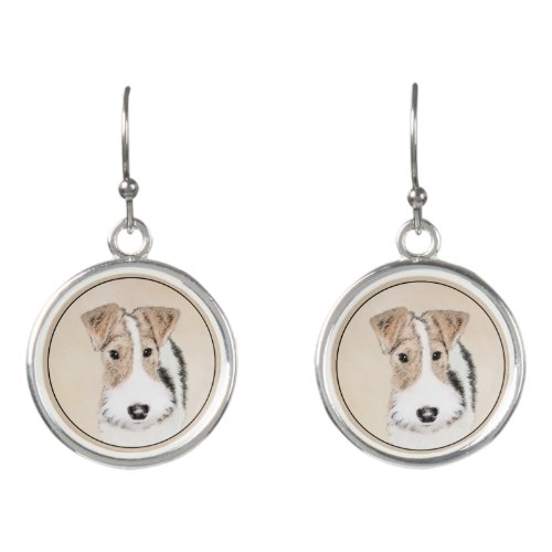 Wire Fox Terrier Painting _ Cute Original Dog Art Earrings