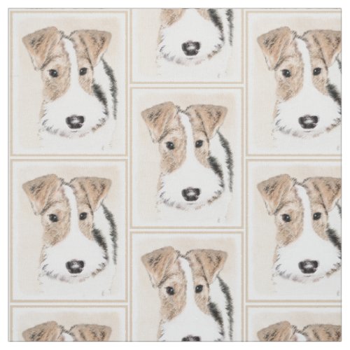 Wire Fox Terrier Painting _ Cute Original Dog Art Fabric