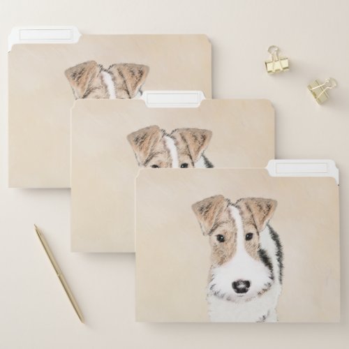 Wire Fox Terrier Painting _ Cute Original Dog Art File Folder