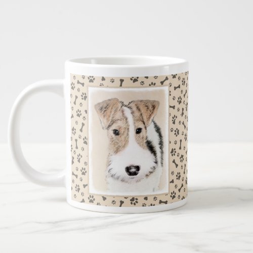 Wire Fox Terrier Painting _ Cute Original Dog Art Giant Coffee Mug