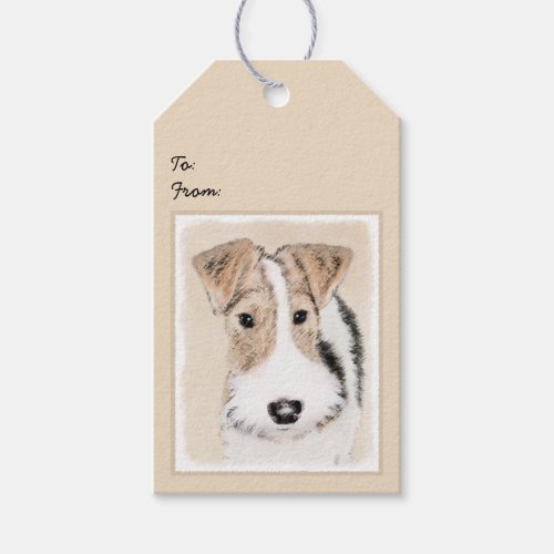 Wire Fox Terrier Painting _ Cute Original Dog Art Gift Tags