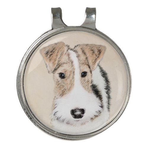 Wire Fox Terrier Painting _ Cute Original Dog Art Golf Hat Clip