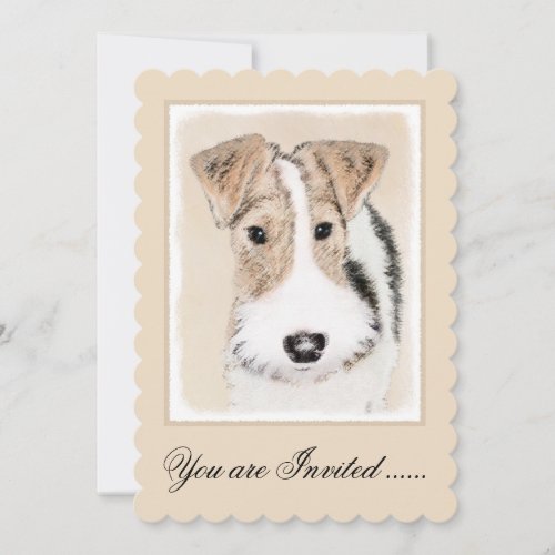 Wire Fox Terrier Painting _ Cute Original Dog Art Invitation