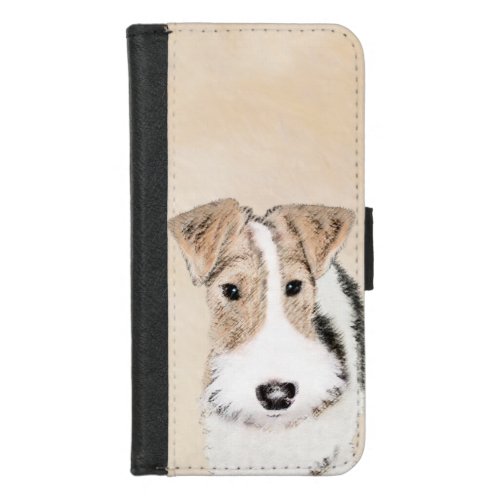 Wire Fox Terrier Painting _ Cute Original Dog Art iPhone 87 Wallet Case