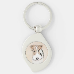 Wire Fox Terrier Painting - Cute Original Dog Art Keychain
