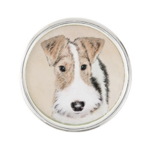 Wire Fox Terrier Painting - Cute Original Dog Art Lapel Pin