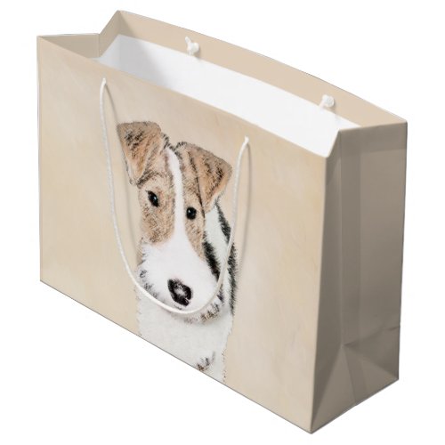 Wire Fox Terrier Painting _ Cute Original Dog Art Large Gift Bag