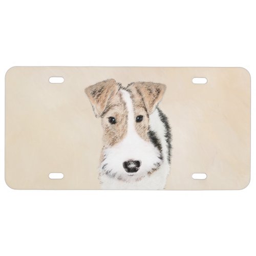 Wire Fox Terrier Painting _ Cute Original Dog Art License Plate