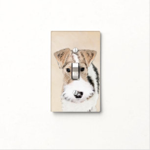 Wire Fox Terrier Painting - Cute Original Dog Art Light Switch Cover