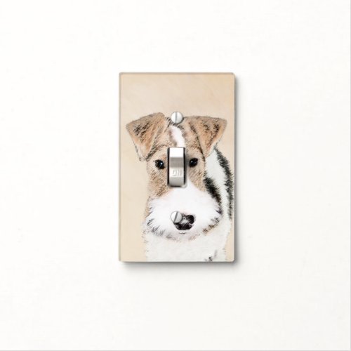 Wire Fox Terrier Painting _ Cute Original Dog Art Light Switch Cover