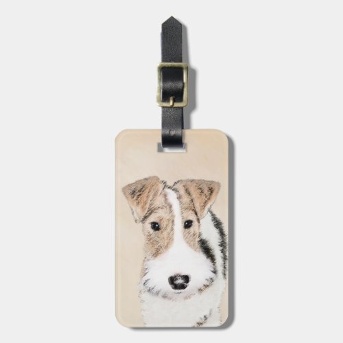 Wire Fox Terrier Painting _ Cute Original Dog Art Luggage Tag