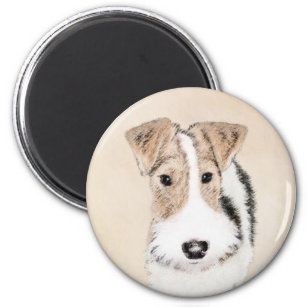 Wire Fox Terrier Painting - Cute Original Dog Art Magnet