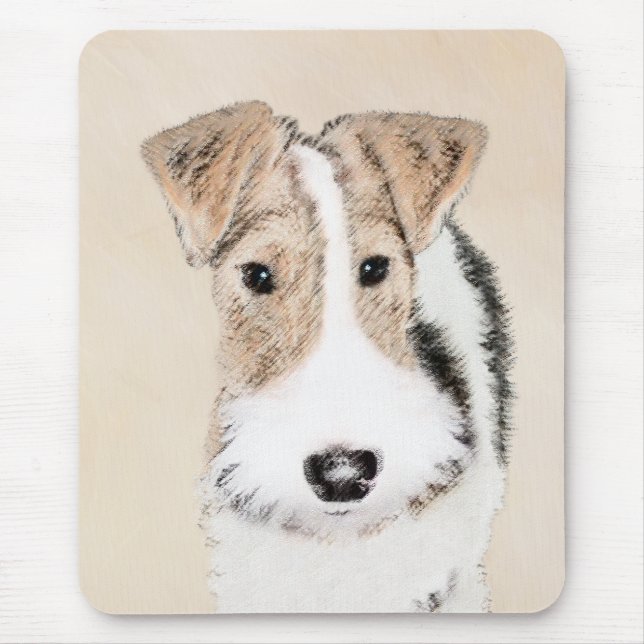 Wire Fox Terrier Painting - Cute Original Dog Art Mouse Pad (Front)