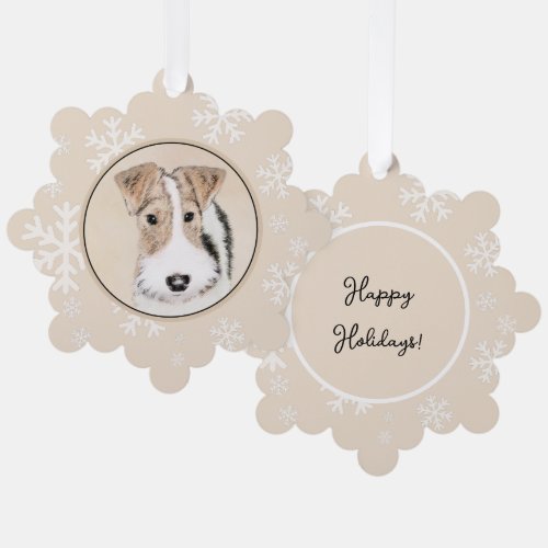 Wire Fox Terrier Painting _ Cute Original Dog Art Ornament Card