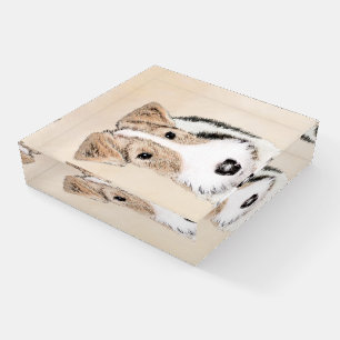 Wire Fox Terrier Painting - Cute Original Dog Art Paperweight