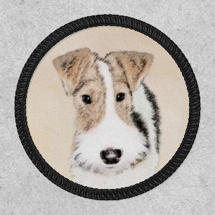 Wire Fox Terrier Painting - Cute Original Dog Art Patch