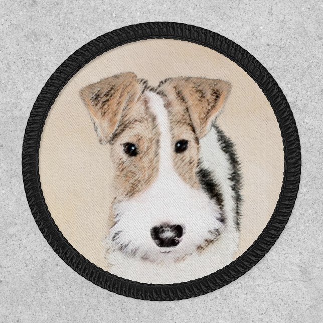 Wire Fox Terrier Painting - Cute Original Dog Art Patch (Front)