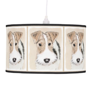 Wire Fox Terrier Painting - Cute Original Dog Art Pendant Lamp