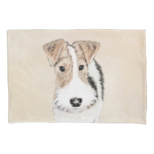 Wire Fox Terrier Painting - Cute Original Dog Art Pillow Case