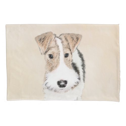Wire Fox Terrier Painting _ Cute Original Dog Art Pillow Case