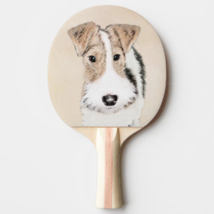 Wire Fox Terrier Painting - Cute Original Dog Art Ping-Pong Paddle
