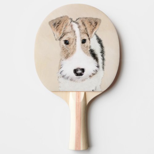 Wire Fox Terrier Painting _ Cute Original Dog Art Ping_Pong Paddle