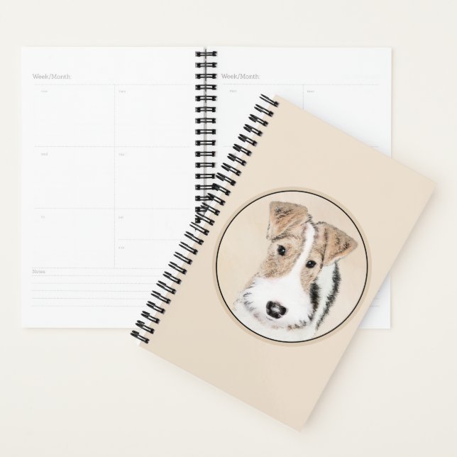 Wire Fox Terrier Painting - Cute Original Dog Art Planner (Display)