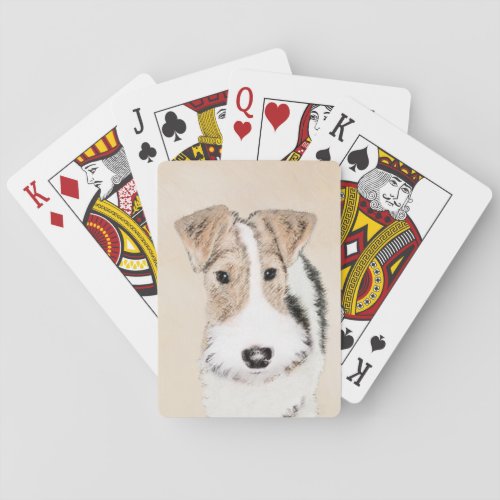 Wire Fox Terrier Painting _ Cute Original Dog Art Playing Cards