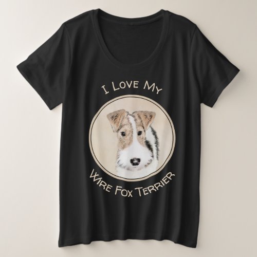 Wire Fox Terrier Painting _ Cute Original Dog Art Plus Size T_Shirt
