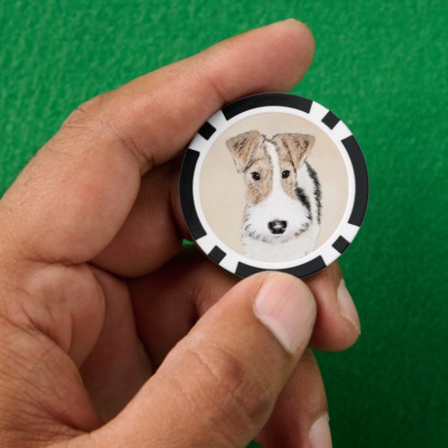 Wire Fox Terrier Painting _ Cute Original Dog Art Poker Chips
